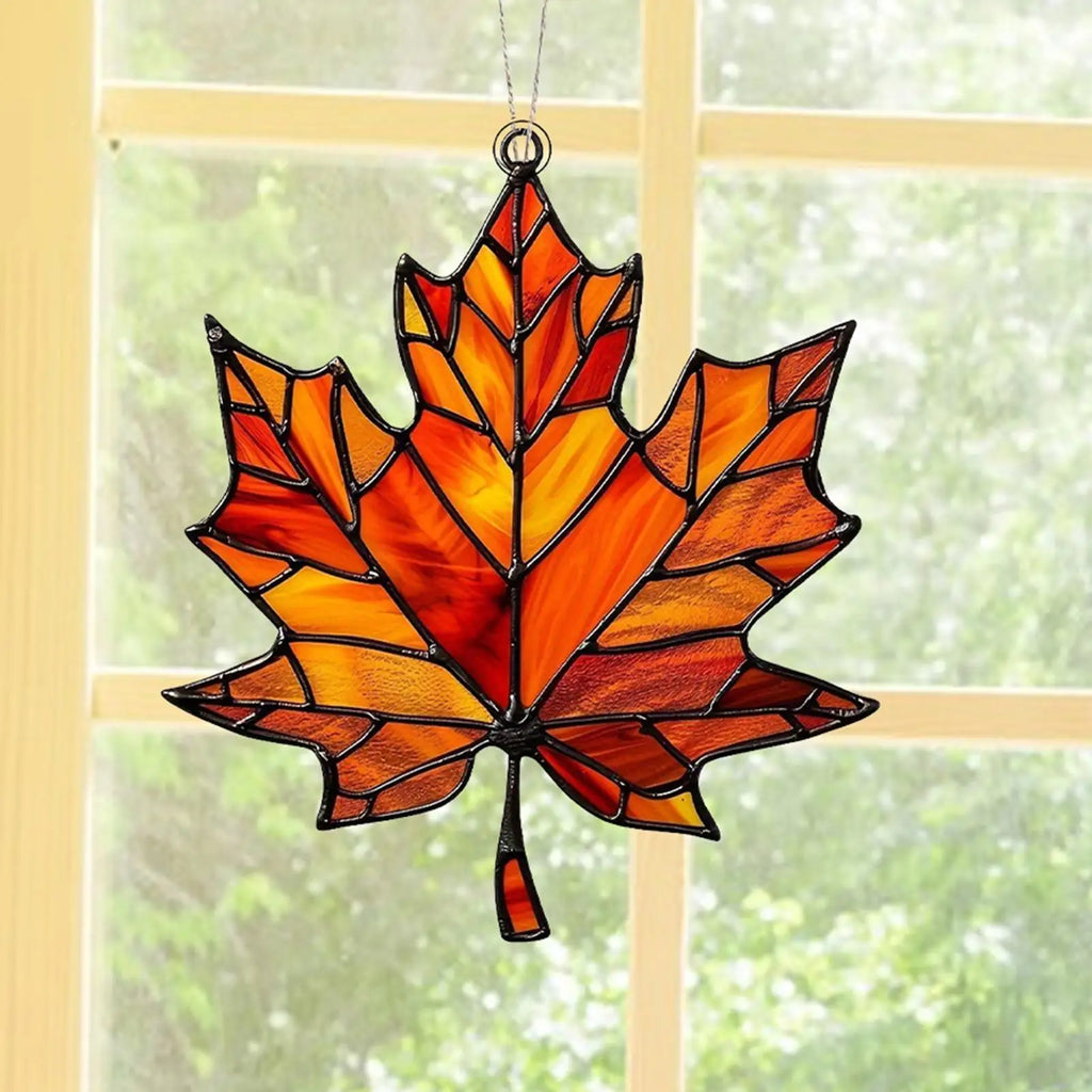 Thanksgiving Acrylic Maple Leaf Light Catcher, Classic Autumn Celebration Home & Door Decor,Christmas & New Year Gifts, 2D Flat